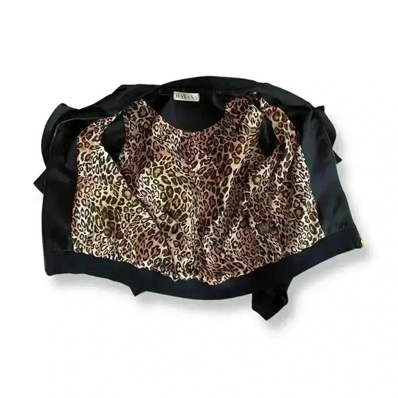 Black Ruffle Bomber Jacket Size Small - Picture 2 of 10